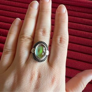 Silver Tone Oval Bohemian Statement Ring